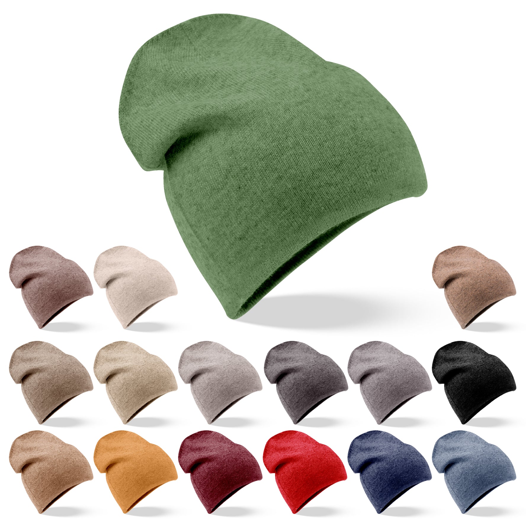 Kaschmirmütze Beanie glatt grün