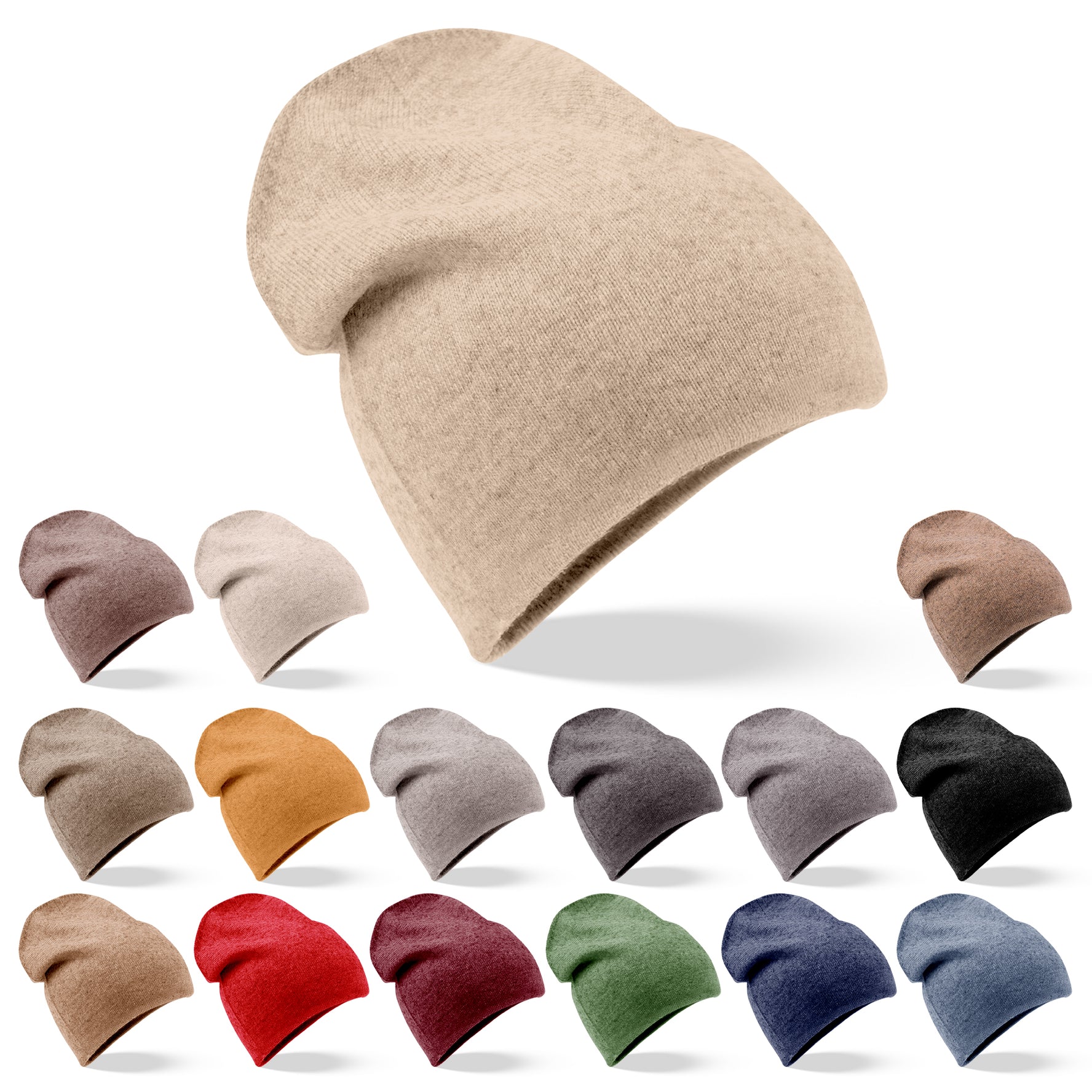 Kaschmirmütze Beanie glatt beige