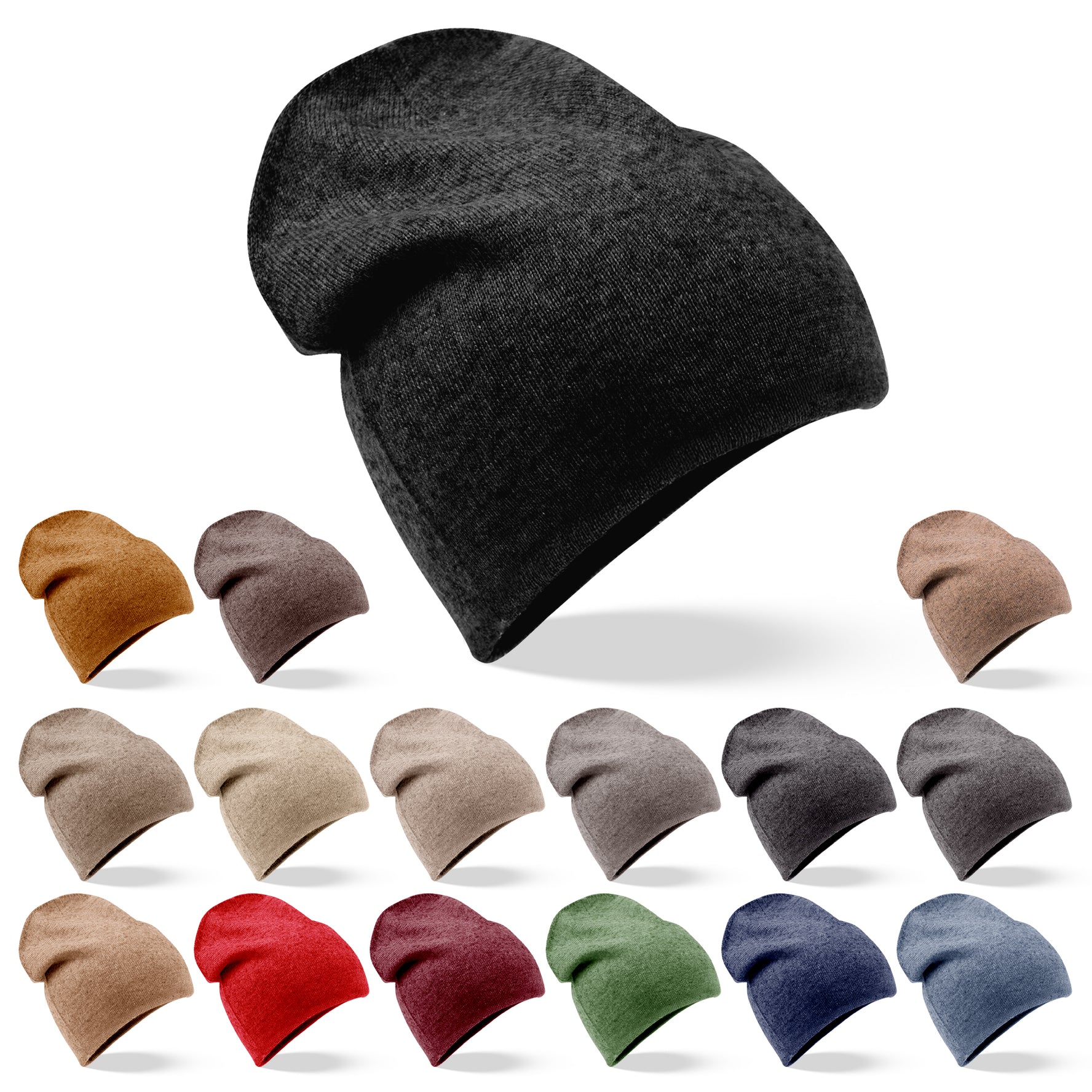 Kaschmirmütze Beanie glatt schwarz