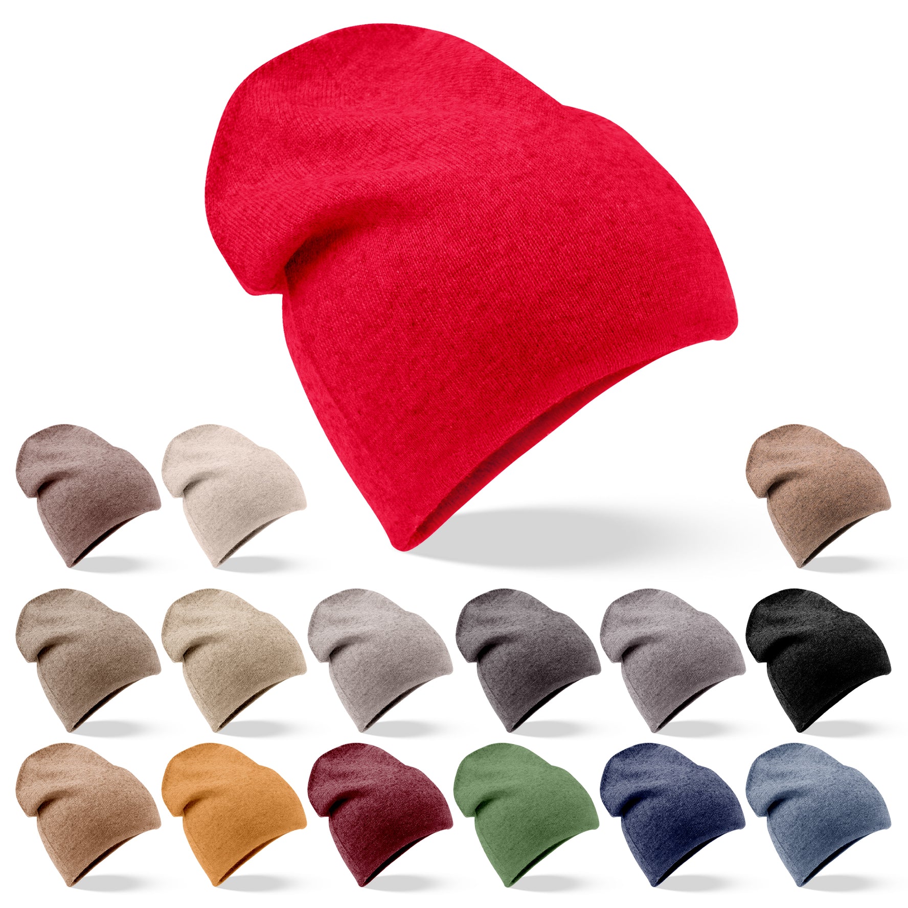 Kaschmirmütze Beanie glatt rot