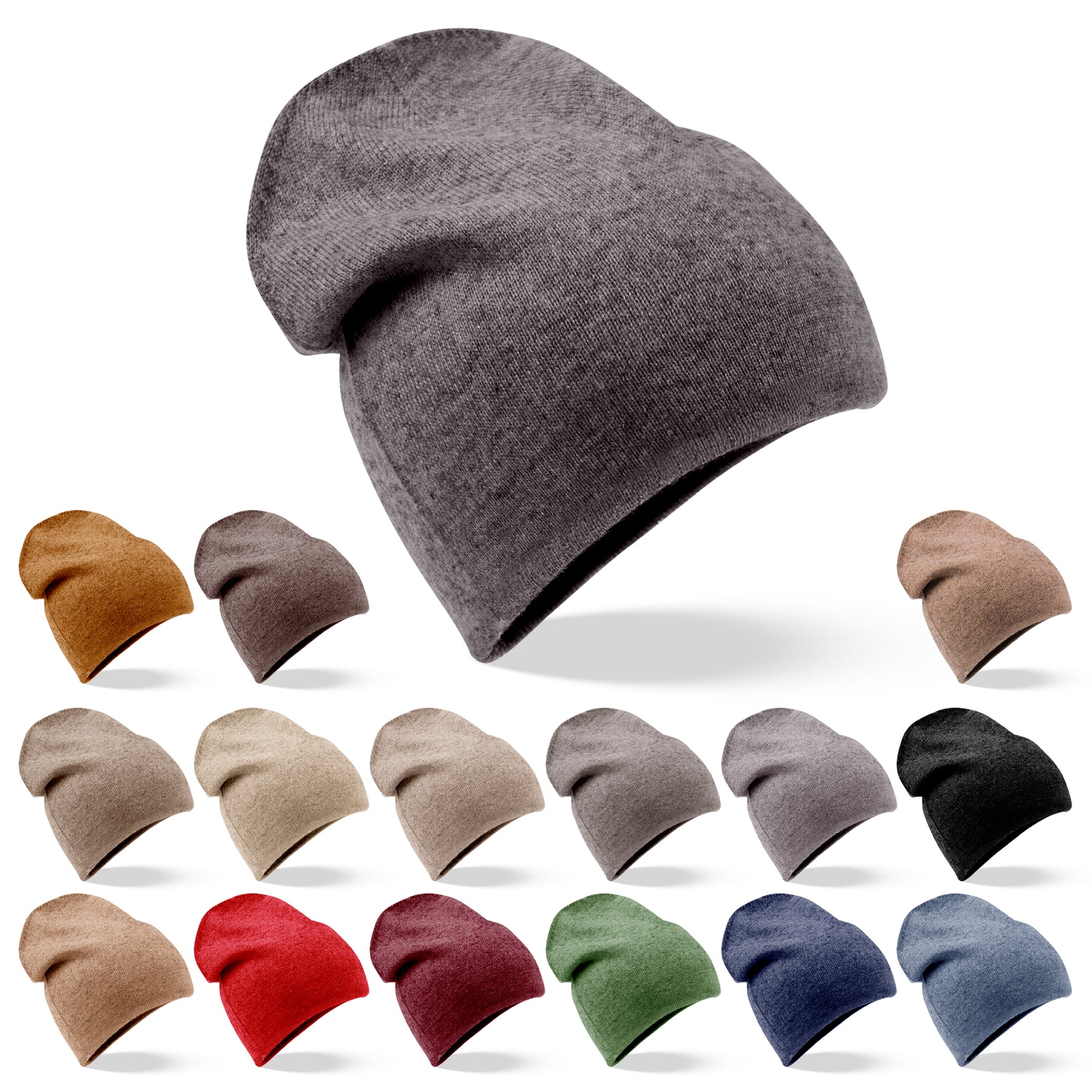 Kaschmirmütze Beanie glatt dunkelgrau