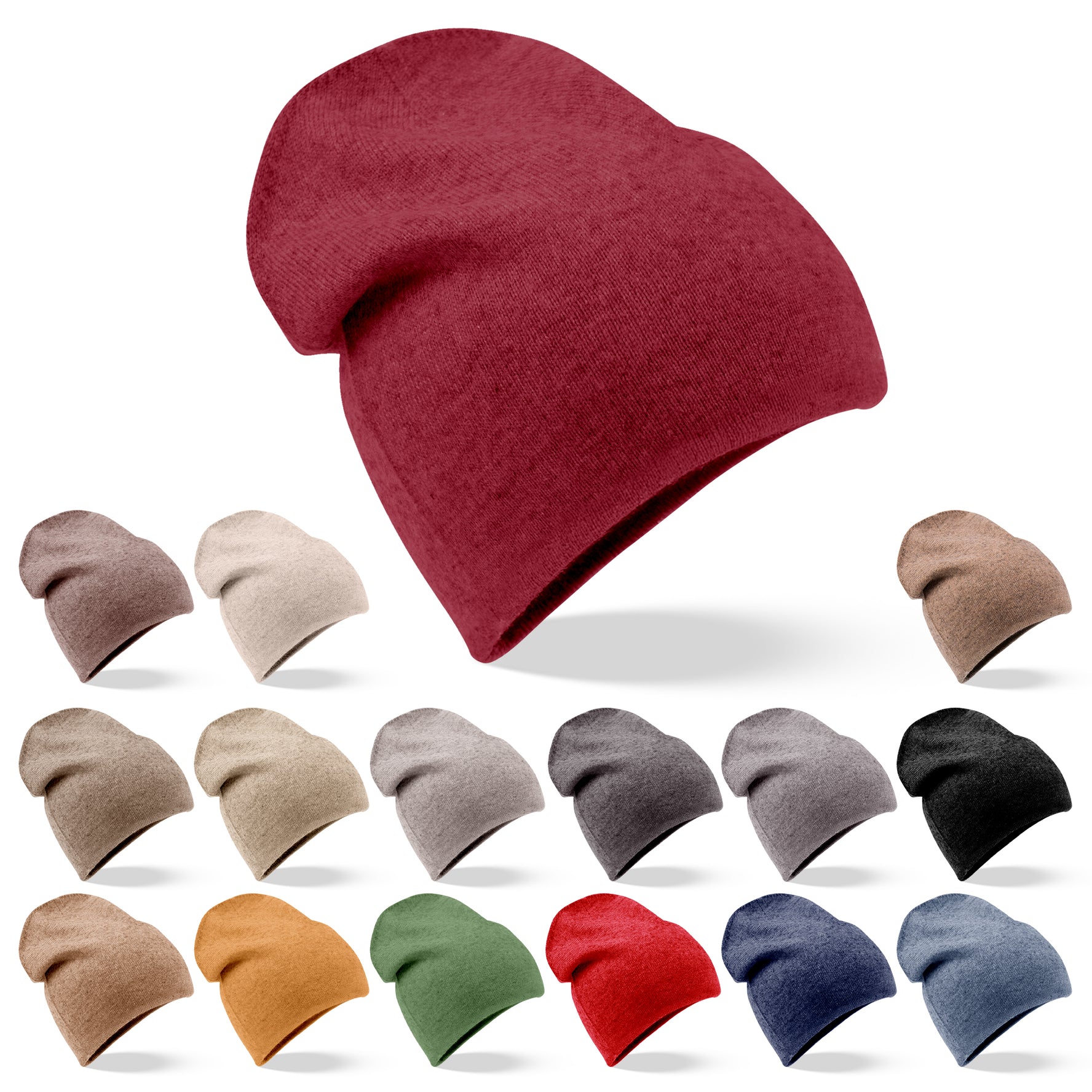 Kaschmirmütze Beanie glatt dunkelrot