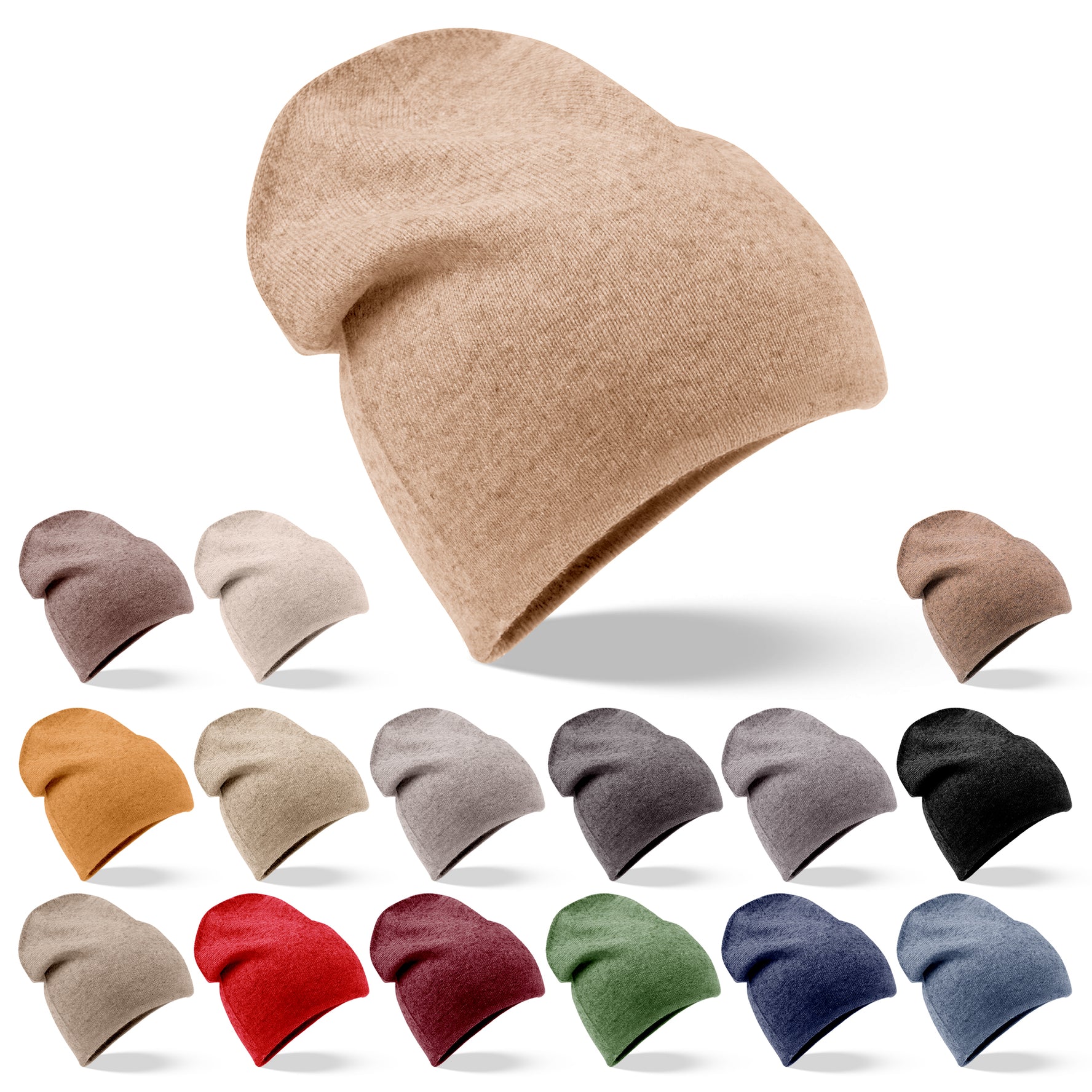 Kaschmirmütze Beanie glatt hell zimt