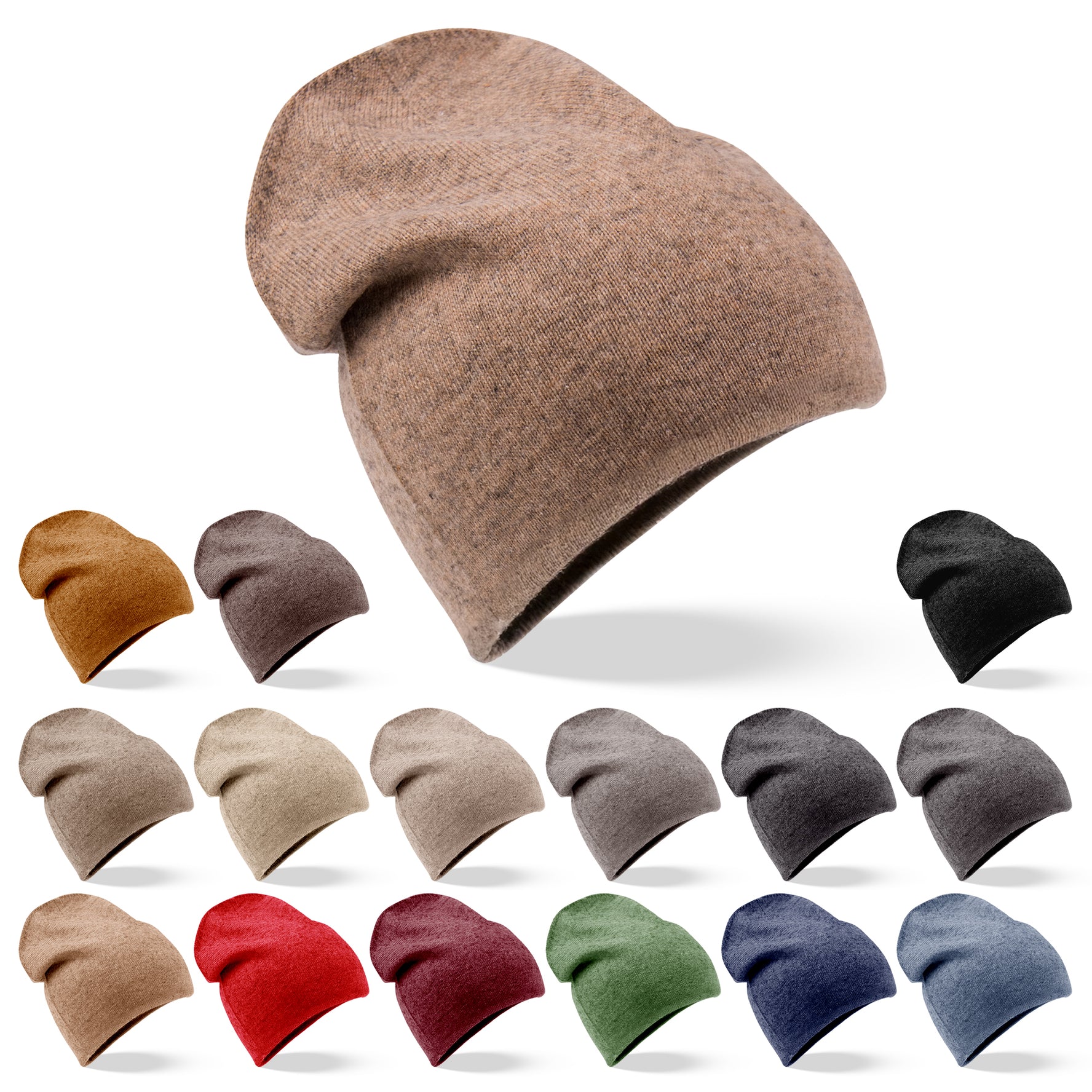 Kaschmirmütze Beanie glatt braun