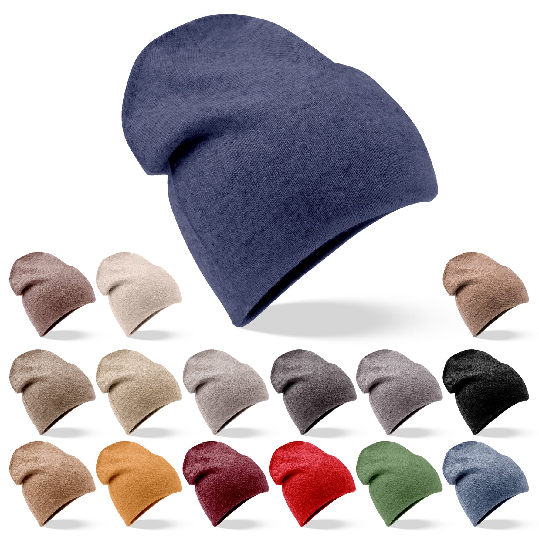 Kaschmirmütze Beanie glatt dunkelblau