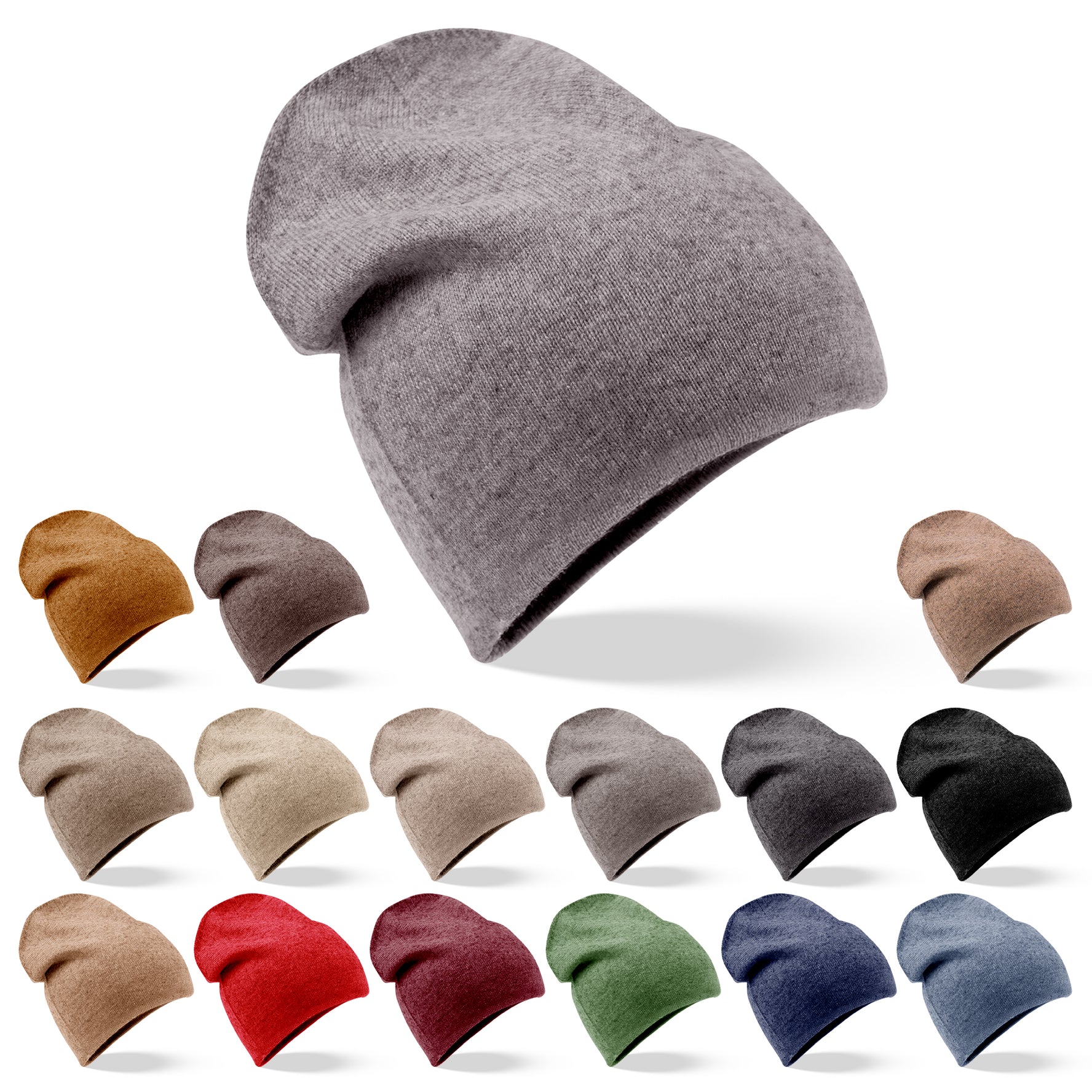 Kaschmirmütze Beanie glatt grau