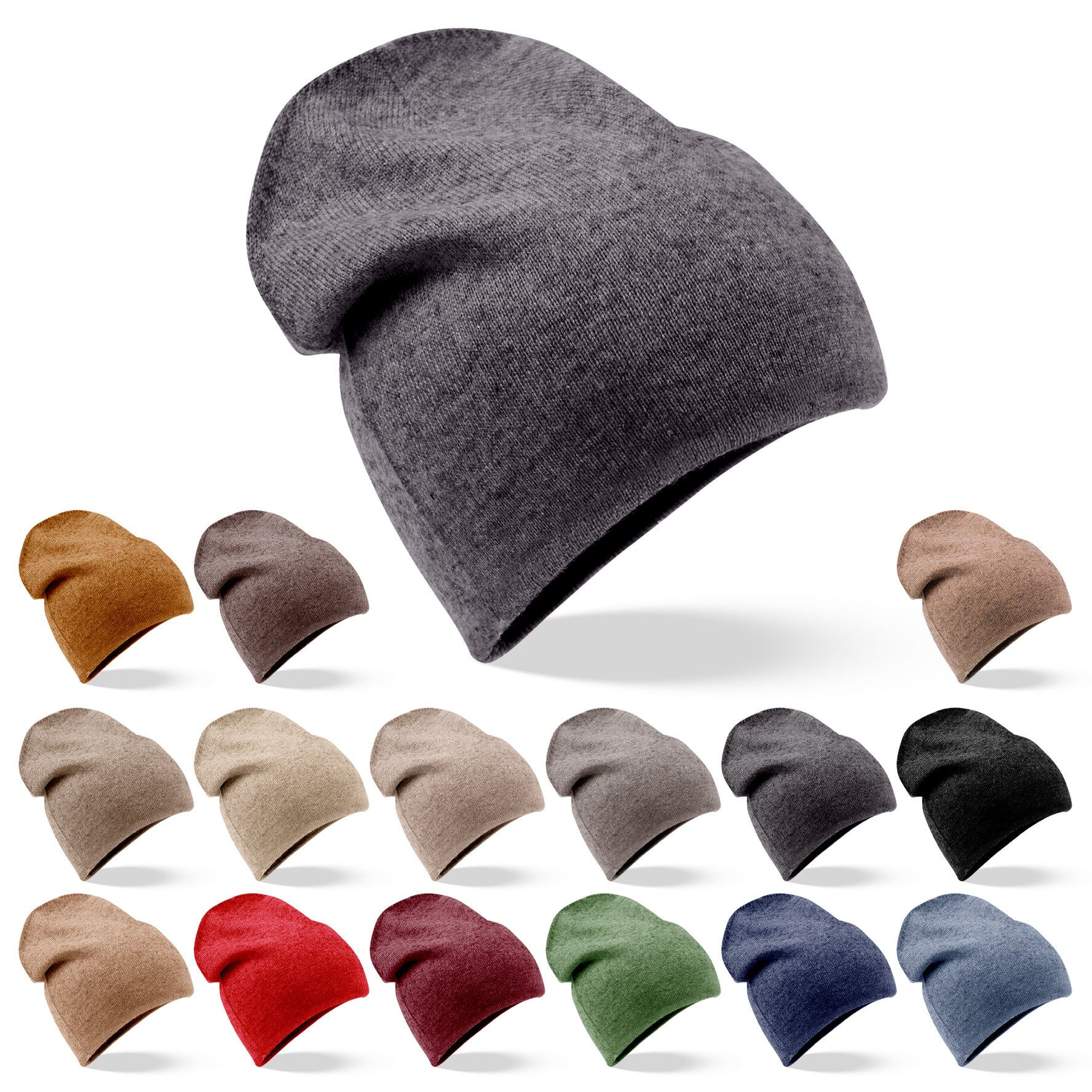 Kaschmirmütze Beanie glatt schwarzgrau