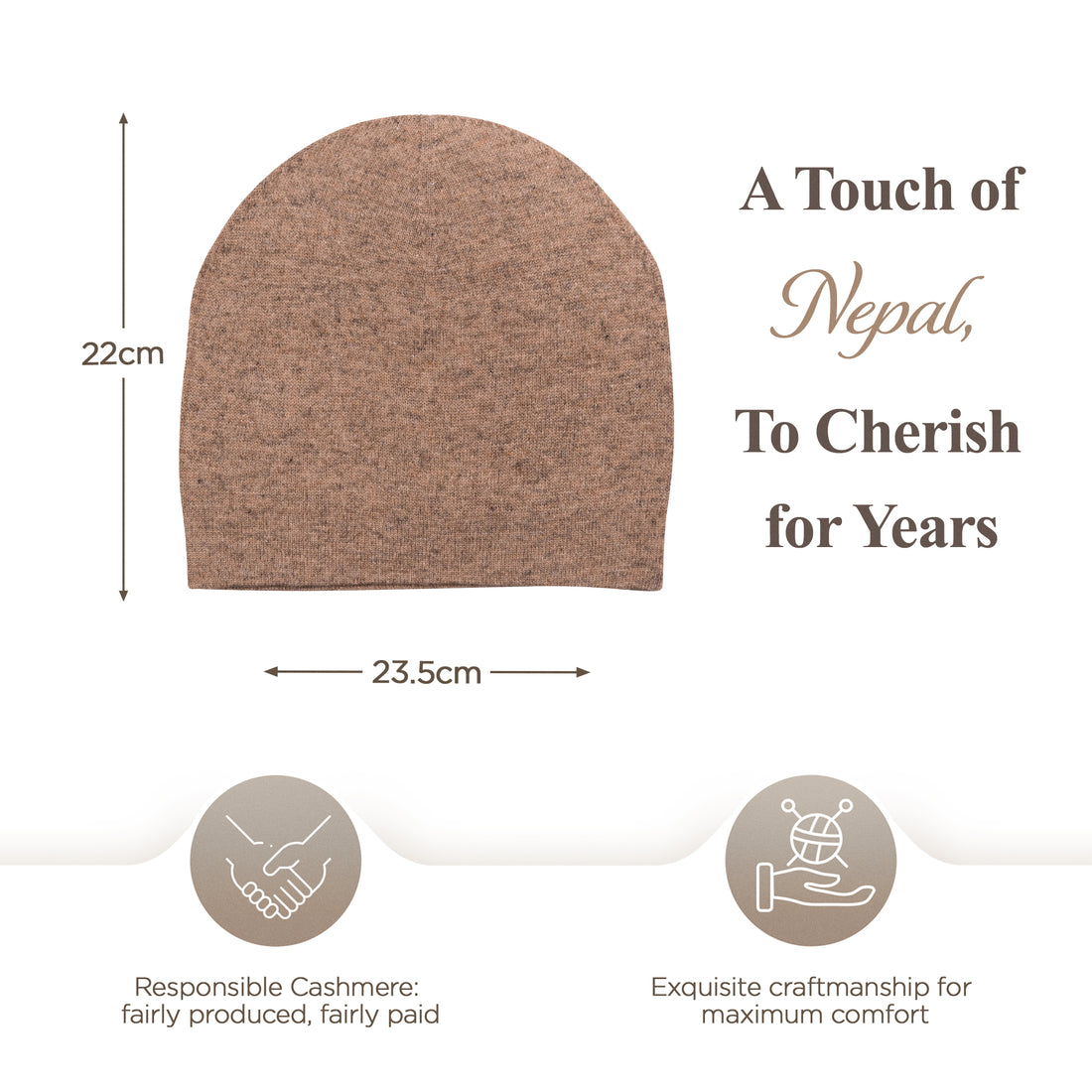 Kaschmirmütze Beanie glatt braun