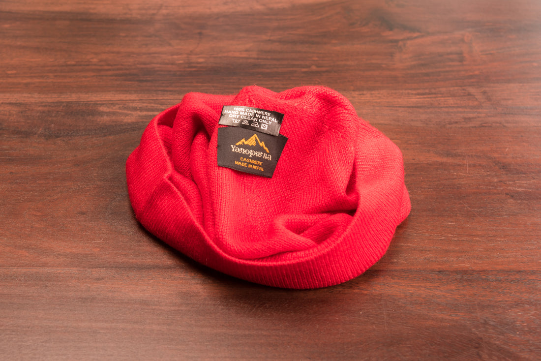 Kaschmirmütze Beanie glatt rot