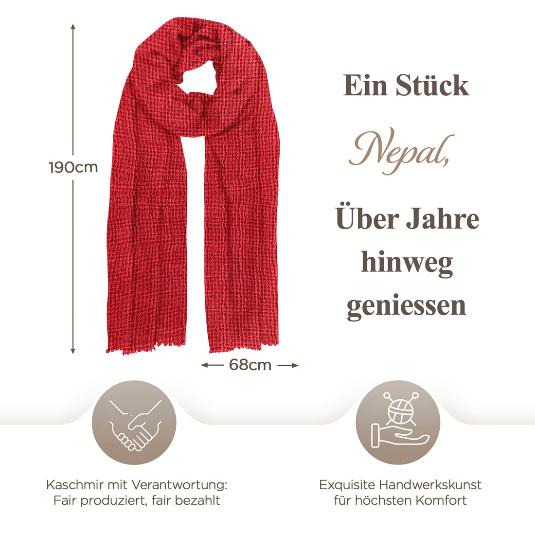 Kaschmirtuch rot einfarbig