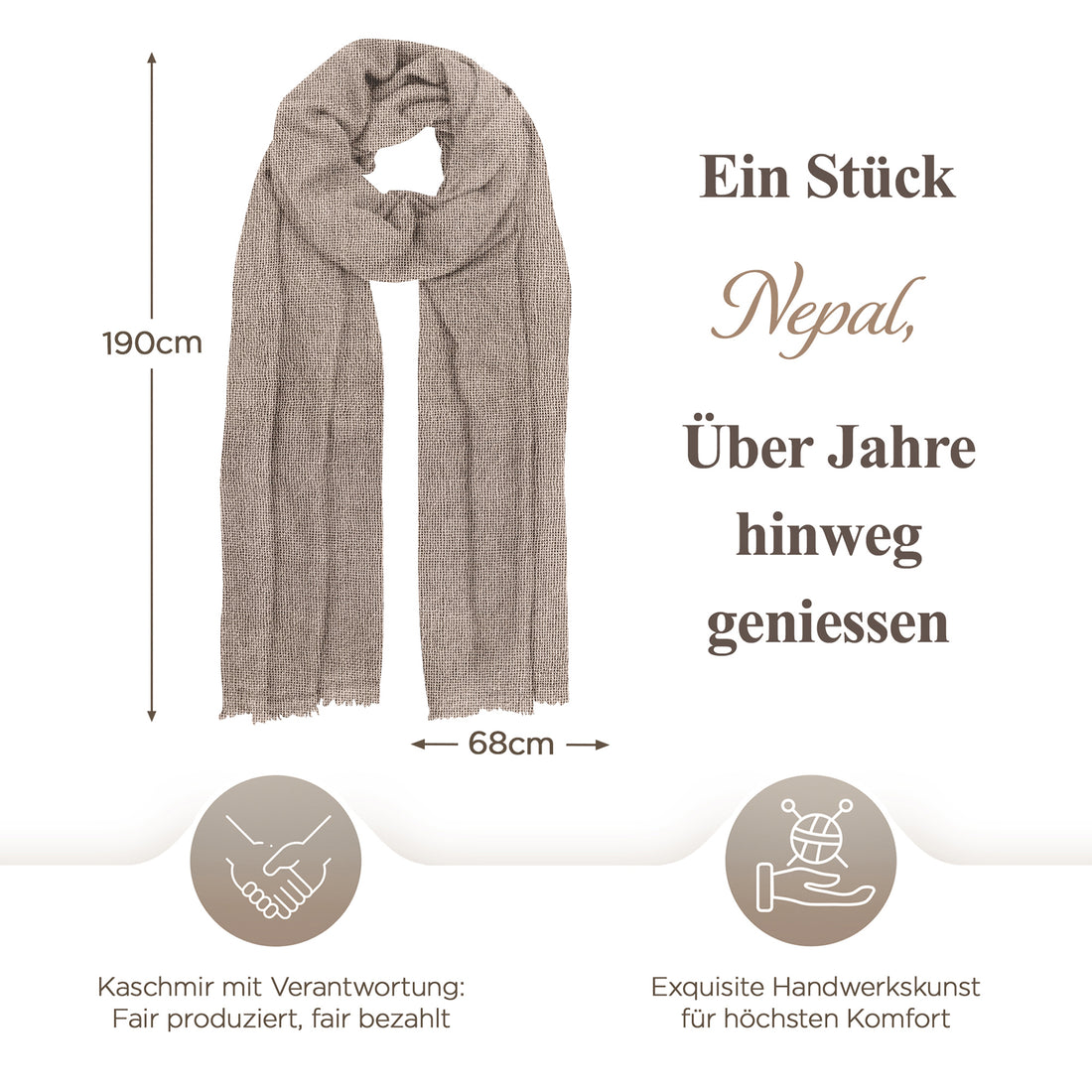 Kaschmirtuch hellgrau einfarbig
