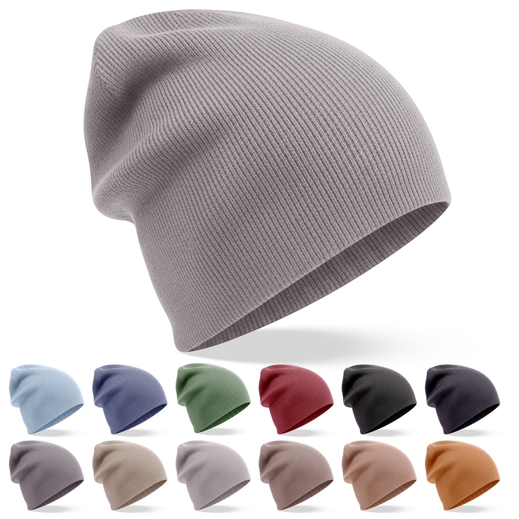 Kaschmirmütze Beanie leicht gerippt grau