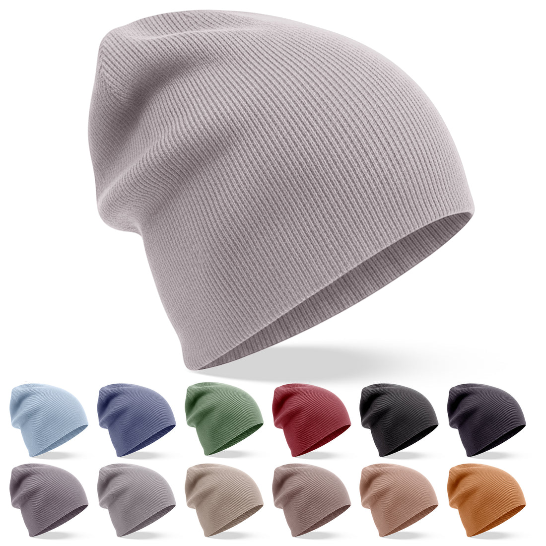 Kaschmirmütze Beanie leicht gerippt hellgrau